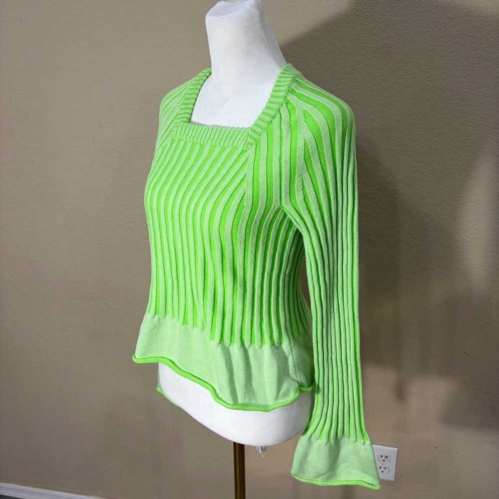 Rodebjer Eshe Rib Knitted Sweater In Techno Green Sz S Funky Retro Party EUC - Picture 3 of 9
